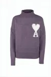 Ami Alexandre Mattiussi Cropped Turtleneck Sweater With Distinctive Heart Logo In White