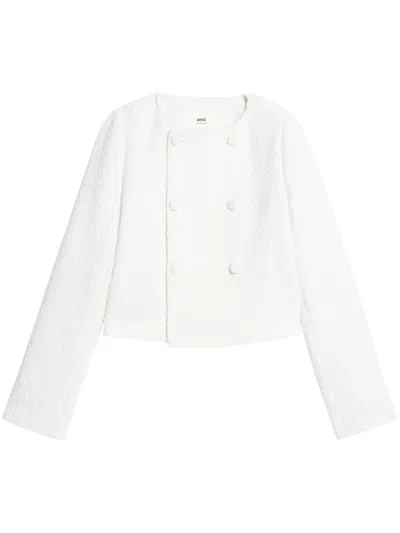 Ami Alexandre Mattiussi Cropped Tweed Jacket In White