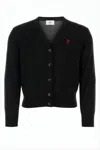 Ami Alexandre Mattiussi Cropped V-neck Cardigan With Button-down Front In Black