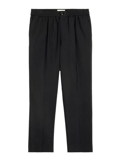 Ami Alexandre Mattiussi Cropped Virgin Wool Tapered Trousers In Black