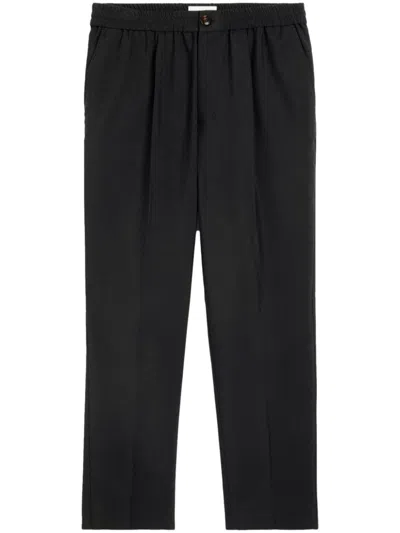 Ami Alexandre Mattiussi Cropped Virgin Wool Trousers Black In Noir