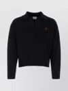 Ami Alexandre Mattiussi Black Polo Sweater With Embroidered Ami De Coeur Logo In Cotton Woman