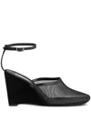 Ami Alexandre Mattiussi Ami Paris Crosiette Ankle Strap Wedge Mules In Schwarz