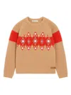 Ami Alexandre Mattiussi Cross-stitch Wool Sweater In Brown