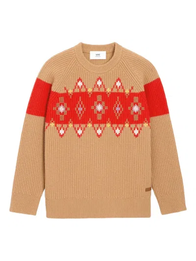 AMI ALEXANDRE MATTIUSSI CROSS-STITCH WOOL SWEATER