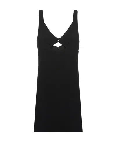 AMI ALEXANDRE MATTIUSSI AMI CUT-OUT DETAILED V-NECK MINI DRESS