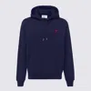 Ami Alexandre Mattiussi Ami Navy Blue Jersey Cotton Hoodie In Blue