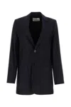 Ami Alexandre Mattiussi Wool Blazer With Back Slit And Front Pockets In Dark Blue