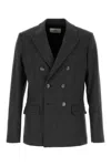 Ami Alexandre Mattiussi Double Breasted Wool Blazer In Darkgrey