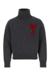Ami Alexandre Mattiussi Red Ami De Coeur Sweater Grey Unisex In Grey