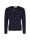 Ami Alexandre Mattiussi Ami Paris Men Blue Cardigan With V Neck And Adc Embroidery On The Front In Wool Blend Man In Blue