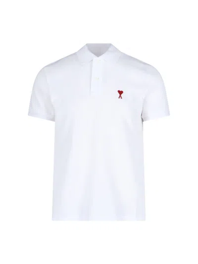 Ami Alexandre Mattiussi Short-sleeve Organic Cotton Polo With Classic Collar In White