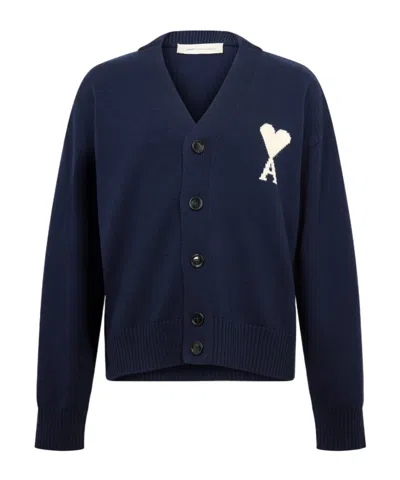 Ami Alexandre Mattiussi De Coeur Cardigan In Red