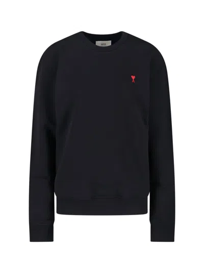 Ami Alexandre Mattiussi De Coeur Crew Neck Sweatshirt In Blue