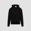 Ami Alexandre Mattiussi Ami Black Cotton Hoodie With Embroidered Logo And Functional Pockets In Multi