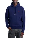 Ami Alexandre Mattiussi Ami Navy Blue Jersey Cotton Hoodie In Nautic Blue
