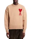 Ami Alexandre Mattiussi Ami De Coeur Wool Sweater In Camel