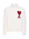 Ami Alexandre Mattiussi Ami Paris Turtleneck Sweater Ami De Coeur White Men In Animal Print