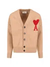 Ami Alexandre Mattiussi Adc Merino Wool Cardigan In Beige