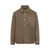 Ami Alexandre Mattiussi Brown Cotton Shirt With Classic Collar And Embroidered Pocket In Brown