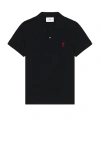 Ami Alexandre Mattiussi Ami Paris Black Ami De Coeur Polo Shirt In Black