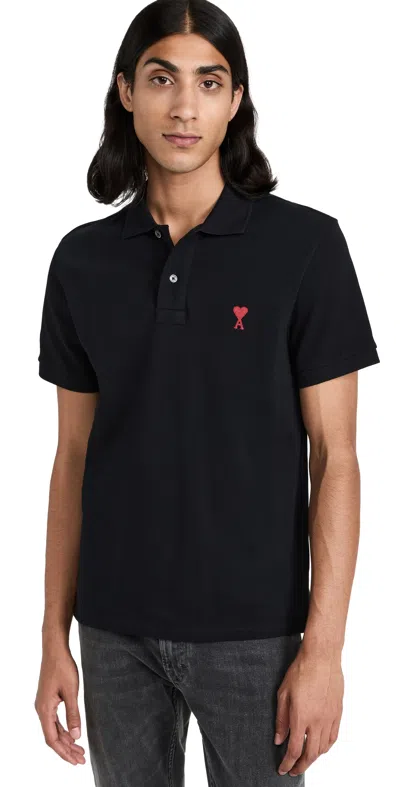 AMI ALEXANDRE MATTIUSSI DE COEUR POLO SHIRT BLACK