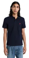 Ami Alexandre Mattiussi Ami De Coeur Short-sleeved Polo T-shirt In Night Blue.430