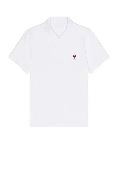 Ami Alexandre Mattiussi Organic Cotton Ami De Coeur Polo Shirt In White