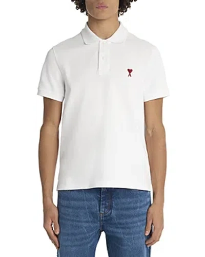 Ami Alexandre Mattiussi Organic Cotton Ami De Coeur Polo Shirt In White