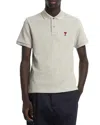 Ami Alexandre Mattiussi De Coeur Regular Fit Polo Shirt In Heather Gray