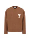 Ami Alexandre Mattiussi Ami Brown Stretch Alpaca Blend Sweater In Brown