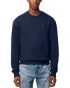 Ami Alexandre Mattiussi Ami Navy Blue Cotton Jersey Sweater With Signature Embroidered Motif In Blue
