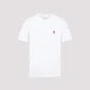 Ami Alexandre Mattiussi Logo-embroidered Organic Cotton-jersey T-shirt In White