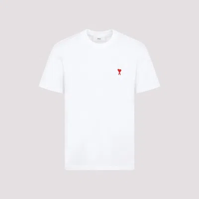Ami Alexandre Mattiussi Logo-embroidered Organic Cotton-jersey T-shirt In White