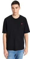 Ami Alexandre Mattiussi Ami De Coeur Black T-shirt In Black