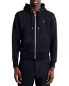 Ami Alexandre Mattiussi Zip-up Hoodie With Kangaroo Pocket And Drawstring Hood In Black