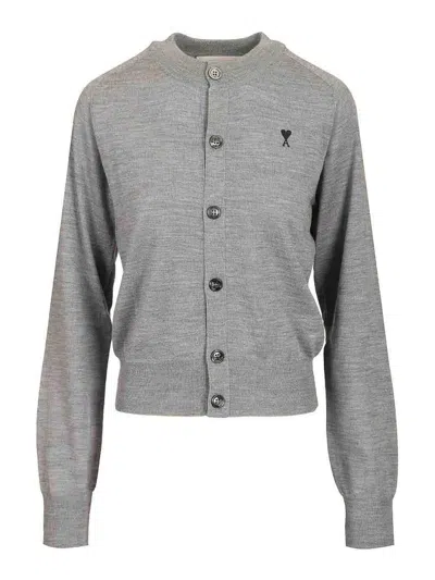 Ami Alexandre Mattiussi De Cur Cardigan In Gray
