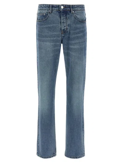 AMI ALEXANDRE MATTIUSSI DELAVÉ FINISH STRAIGHT LEG DENIM JEANS WITH BUTTON CLOSURE
