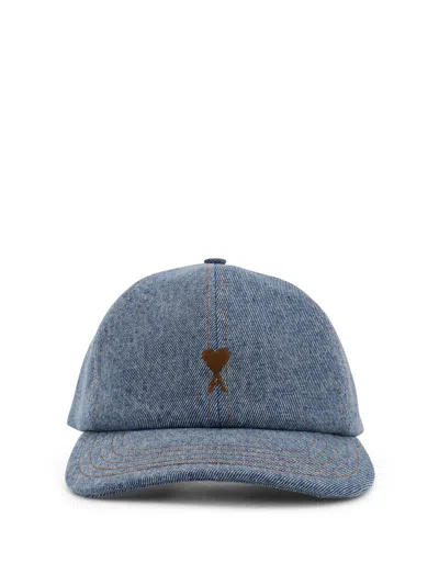 Ami Alexandre Mattiussi Denim Baseball Hat In Blue