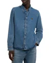 Ami Alexandre Mattiussi Classic Blue Denim Shirt With Structured Collar And Button-down Front In Blue