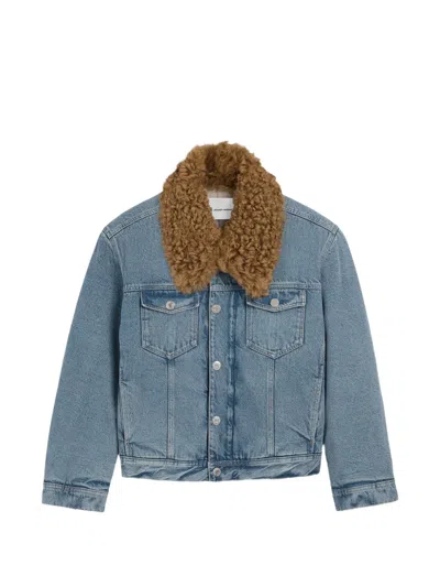 Ami Alexandre Mattiussi Denim Cotton Padded Trucker Jacket In Blue