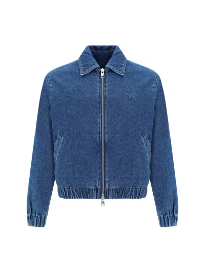 Ami Alexandre Mattiussi Adc Denim Zipped Jacket In Blue