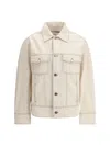 Ami Alexandre Mattiussi Classic Denim Jacket With Structured Silhouette In White Cream