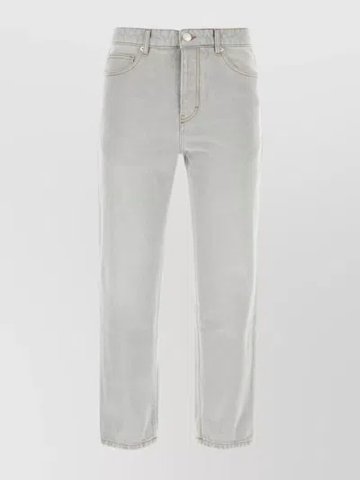 Ami Alexandre Mattiussi Denim Jeans Cropped Length Contrast Stitching In Gray
