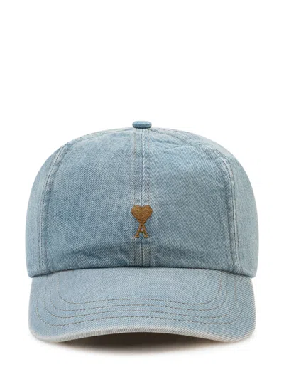 Ami Alexandre Mattiussi Denim Logo Baseball Cap In Blue
