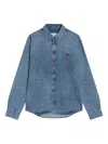 Ami Alexandre Mattiussi Embroidered Denim Shirt In Blue