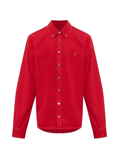 Ami Alexandre Mattiussi Denim Shirt In Red