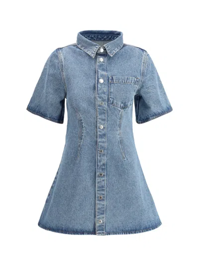 Ami Alexandre Mattiussi Mini Dress Ami De Coeur In Denim In Blue