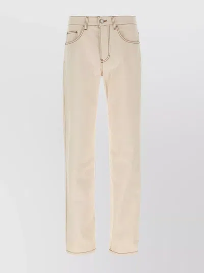 Ami Alexandre Mattiussi Denim Trousers Featuring Contrast Stitching And Pockets In Neutral