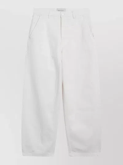 Ami Alexandre Mattiussi Denim Trousers Straight Leg Belt Loops Pockets In White
